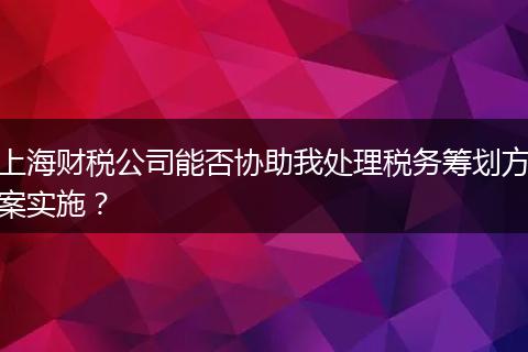 上海财税公司能否协助我处理税务筹划方案实施？