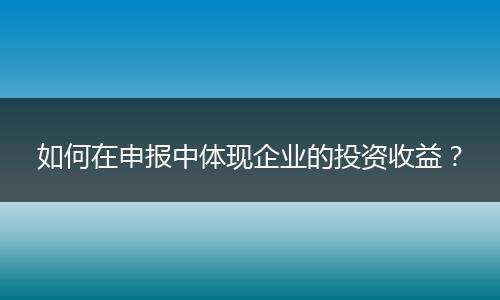 如何在申报中体现企业的投资收益？