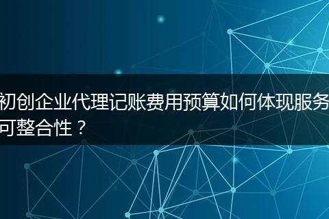 初创企业代理记账费用预算如何体现服务可整合性？
