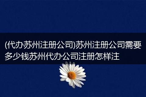 (代办苏州注册公司)苏州注册公司需要多少钱苏州代办公司注册怎样注