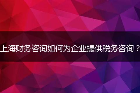 上海财务咨询如何为企业提供税务咨询？