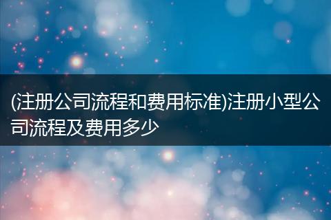 (注册公司流程和费用标准)注册小型公司流程及费用多少