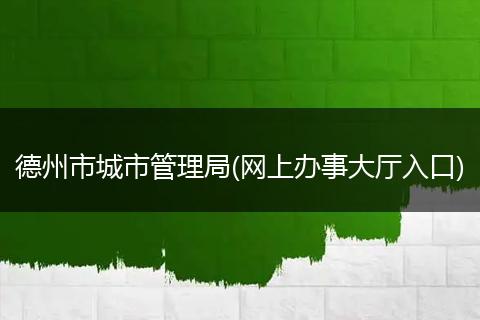 德州市城市管理局(网上办事大厅入口)