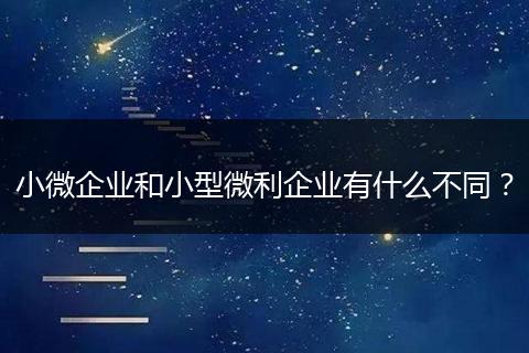 小微企业和小型微利企业有什么不同?