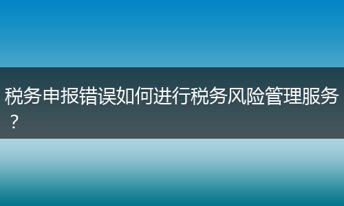 税务申报错误如何进行税务风险管理服务？