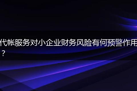 代帐服务对小企业财务风险有何预警作用？