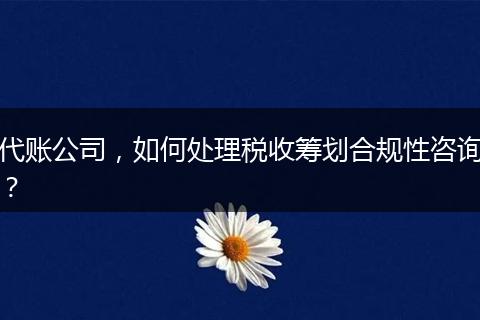 代账公司，如何处理税收筹划合规性咨询？