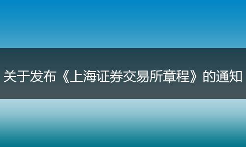关于发布《上海证券交易所章程》的通知