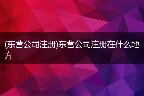 (东营公司注册)东营公司注册在什么地方