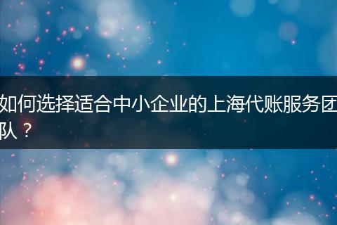 如何选择适合中小企业的上海代账服务团队？