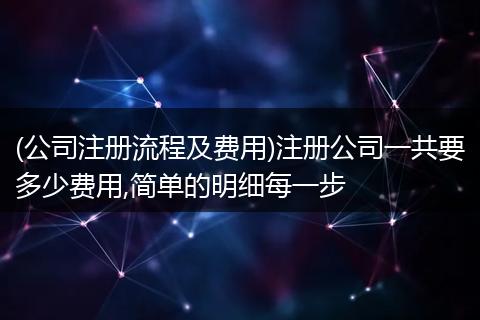 (公司注册流程及费用)注册公司一共要多少费用,简单的明细每一步