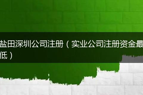 盐田深圳公司注册（实业公司注册资金最低）