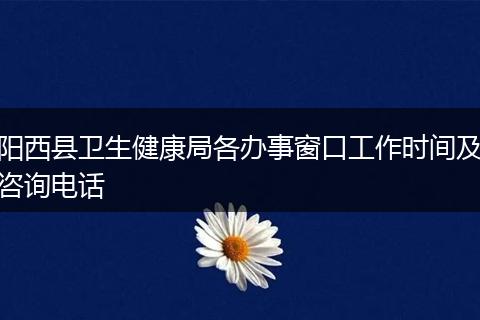 阳西县卫生健康局各办事窗口工作时间及咨询电话