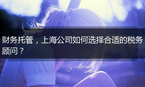 财务托管，上海公司如何选择合适的税务顾问？