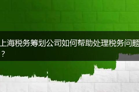 上海税务筹划公司如何帮助处理税务问题？