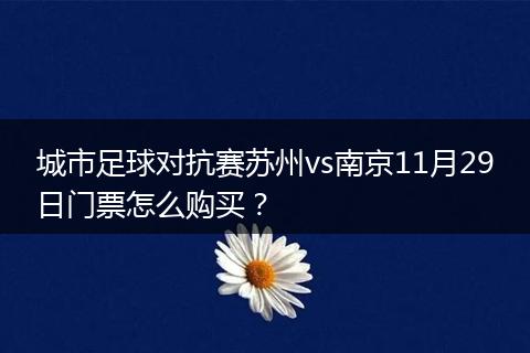 城市足球对抗赛苏州vs南京11月29日门票怎么购买？