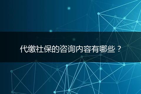 代缴社保的咨询内容有哪些？