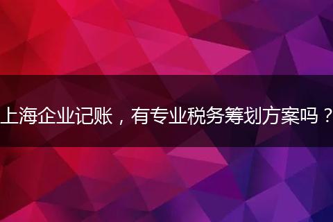 上海企业记账，有专业税务筹划方案吗？
