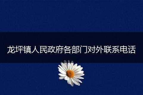 龙坪镇人民政府各部门对外联系电话