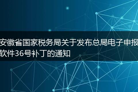 安徽省国家税务局关于发布总局电子申报软件36号补丁的通知