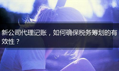 新公司代理记账，如何确保税务筹划的有效性？