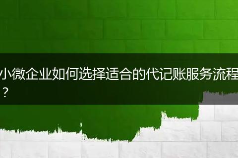 小微企业如何选择适合的代记账服务流程？
