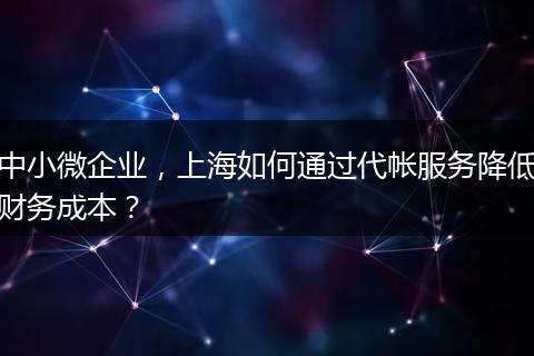 中小微企业，上海如何通过代帐服务降低财务成本？