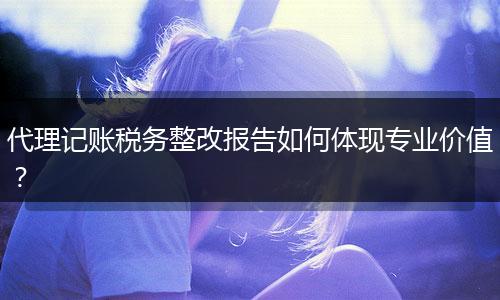代理记账税务整改报告如何体现专业价值？