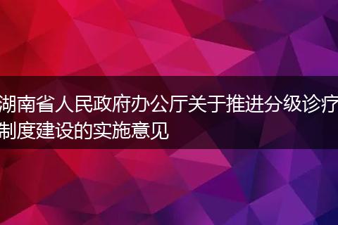 湖南省人民政府办公厅关于推进分级诊疗制度建设的实施意见