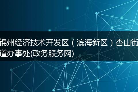 锦州经济技术开发区（滨海新区）杏山街道办事处(政务服务网)