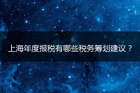 上海年度报税有哪些税务筹划建议？