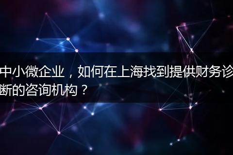 中小微企业，如何在上海找到提供财务诊断的咨询机构？