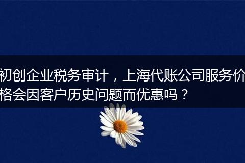 初创企业税务审计，上海代账公司服务价格会因客户历史问题而优惠吗？