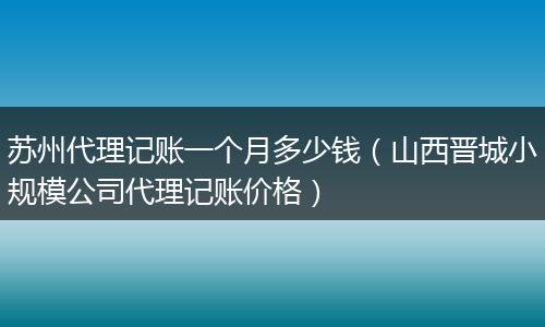 苏州代理记账一个月多少钱（山西晋城小规模公司代理记账价格）