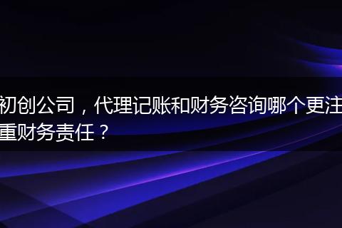 初创公司，代理记账和财务咨询哪个更注重财务责任？