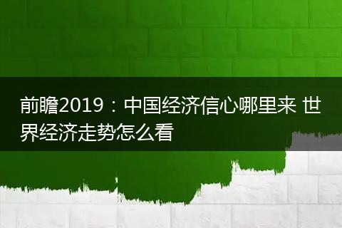 前瞻2019:中国经济信心哪里来 世界经济走势怎么看