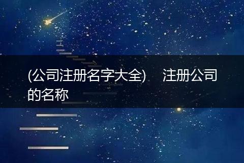 (公司注册名字大全) 注册公司的名称