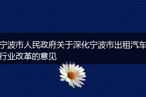 宁波市人民政府关于深化宁波市出租汽车行业改革的意见