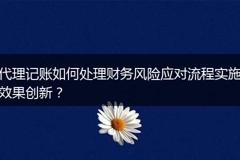 代理记账如何处理财务风险应对流程实施效果创新？