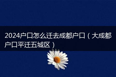 2024户口怎么迁去成都户口（大成都户口平迁五城区）