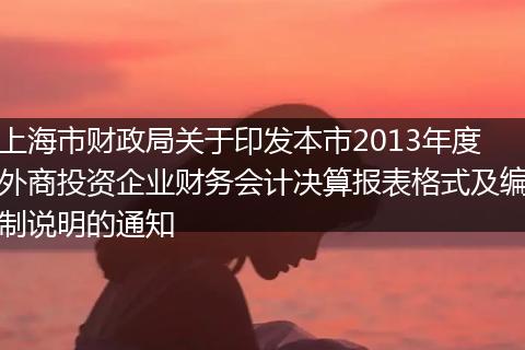 上海市财政局关于印发本市2013年度外商投资企业财务会计决算报表格式及编制说明的通知