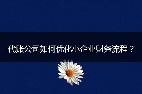 代账公司如何优化小企业财务流程？