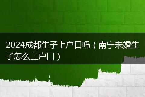 2024成都生子上户口吗（南宁未婚生子怎么上户口）