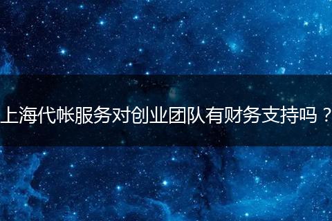 上海代帐服务对创业团队有财务支持吗？