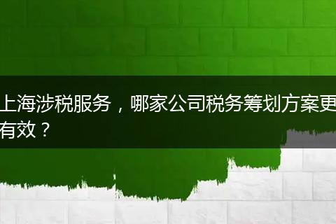 上海涉税服务，哪家公司税务筹划方案更有效？
