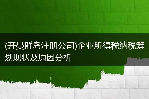 (开曼群岛注册公司)企业所得税纳税筹划现状及原因分析