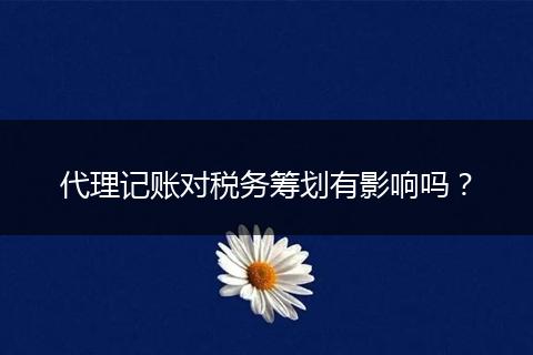 代理记账对税务筹划有影响吗？