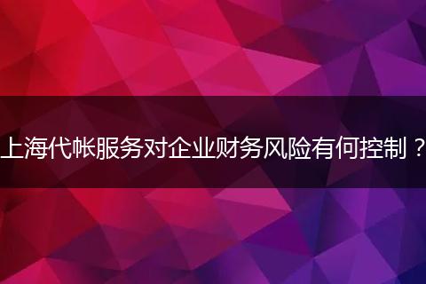 上海代帐服务对企业财务风险有何控制？