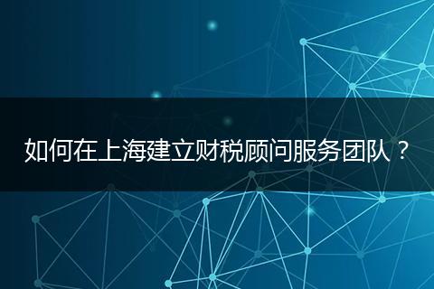 如何在上海建立财税顾问服务团队？