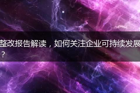整改报告解读，如何关注企业可持续发展？